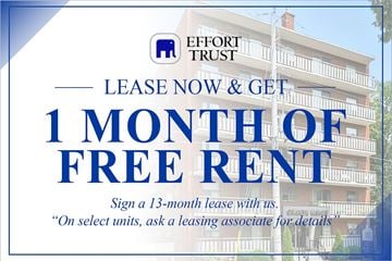 Hamilton apartment for rent - A sign advertising a free month of rent for signing a 13-month lease.