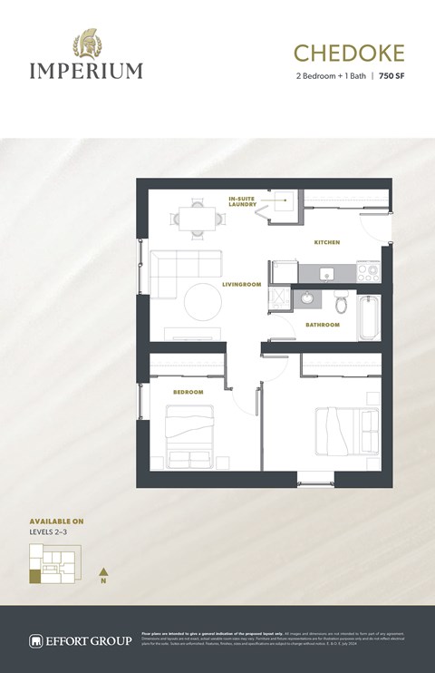 Floor plan for 2 beds, 1 bath