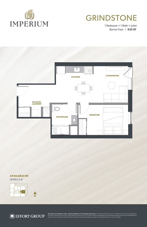 Floor plan for 1 bed, 1 bath