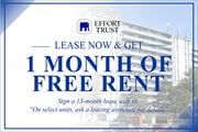 St. Catharines apartment for rent - A sign advertises a 1 month free rent offer from Effort Trust.