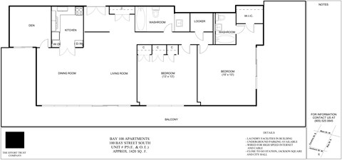 Floor plan for 2 beds, 1 bath
