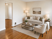 Cobourg apartment for rent - A living room with a couch, chair, and coffee table.