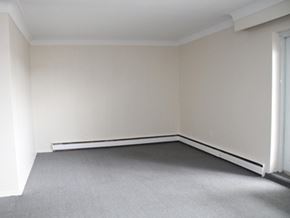 Hamilton apartment for rent - A room with a grey carpet and white walls.