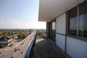 Hamilton apartment for rent - A view from a building looking out over a highway with cars on it.