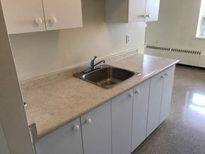 Hamilton apartment for rent - A kitchen with a sink and cabinets.