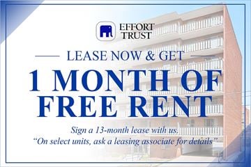 Hamilton apartment for rent - A poster advertising a 1 month free rent offer from Effort Trust.