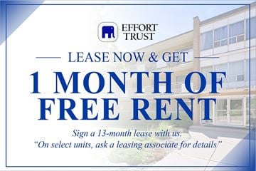Hamilton apartment for rent - A sign advertising a 1 month free rent offer from Effort Trust.
