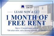 Hamilton apartment for rent - A sign advertising a 1 month free rent offer from Effort Trust.