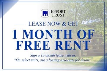 Hamilton apartment for rent - A sign advertising a free month of rent for signing a 13-month lease.
