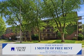 Hamilton apartment for rent - A sign advertising a free month of rent at Effort Trust.