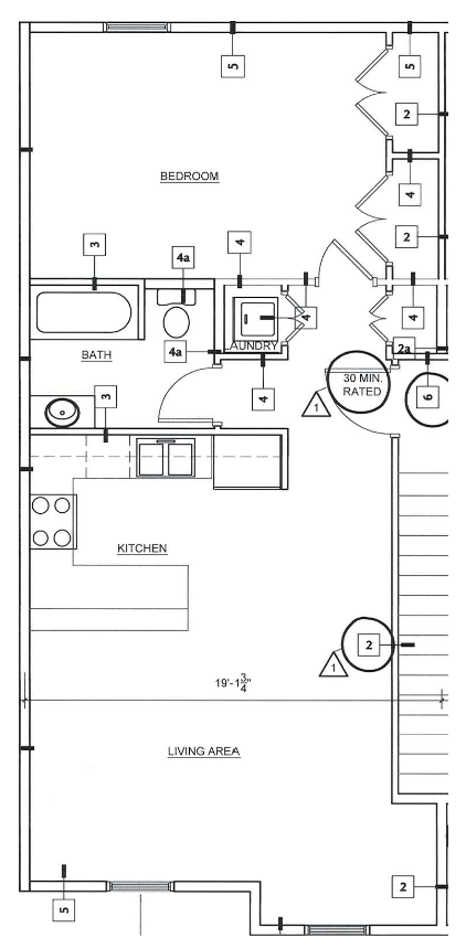 Floor plan for 1 bed, 1 bath, 750 sqft