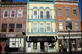 Poughkeepsie apartment for rent - A row of buildings with Asian cuisine restaurant on the left.