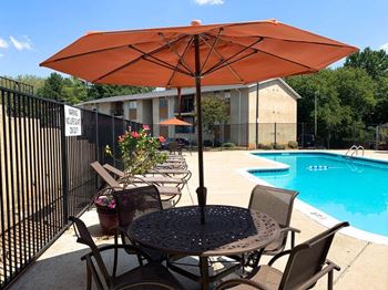 Poolside dining table