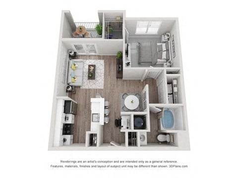 Floor plan for 1 bed, 1 bath, 804 sqft