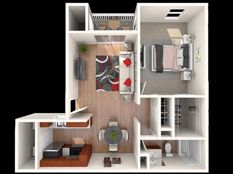 Floor plan for 1 bed, 1 bath, 785 sqft
