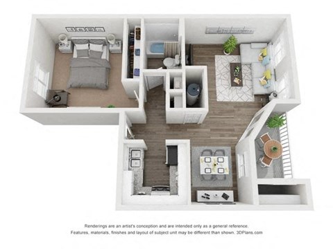 Floor plan for 1 bed, 1 bath, 783 sqft