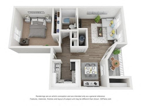Floor plan for 1 bed, 1 bath, 783 sqft