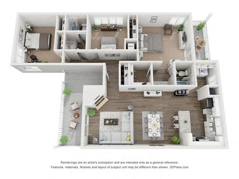 Floor plan for 3 beds, 2 baths, 1692 sqft