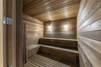 A wooden sauna