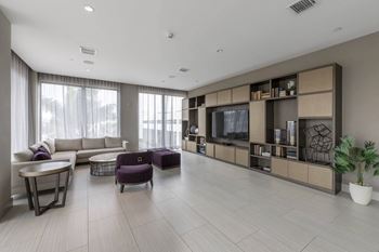Spacious living area with tv