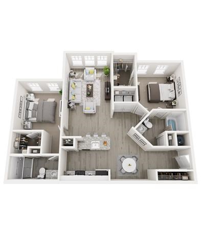 Floor plan for 2 beds, 2 baths, 1182 sqft