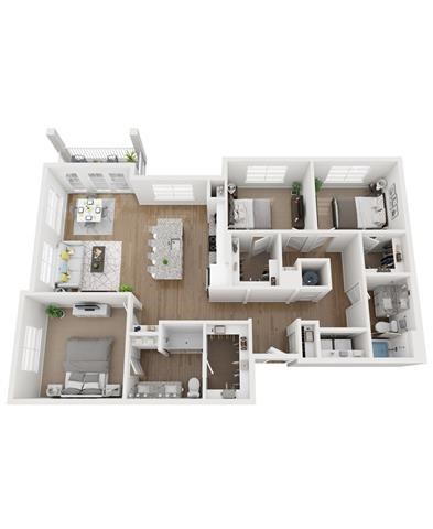 Floor plan for 3 beds, 2 baths, 1525 sqft
