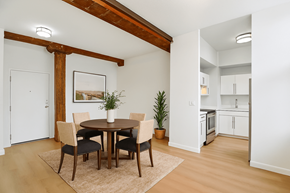 Dorchester apartment for rent - A dining room with a table and chairs.