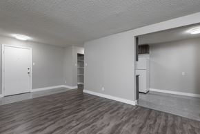Edmonton apartment for rent - A room with a white door and a white cabinet.