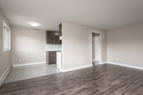 Edmonton apartment for rent - A room with wooden flooring and a cabinet in the corner.