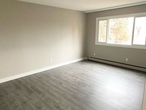 Edmonton apartment for rent - A room with a window and a grey floor.