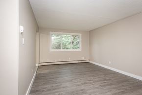 Edmonton apartment for rent - A room with a window and a wooden floor.