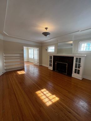 Edmonton apartment for rent - A wooden ceiling with a skylight and a white wall.