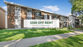 Edmonton apartment for rent - A building with a sign that says "$500 OFF RENT".