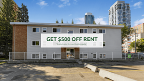 Edmonton apartment for rent - A building with a sign offering $500 off rent.