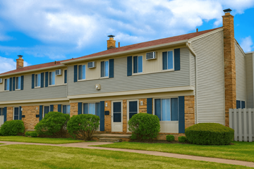 Wayne townhouse for rent - A row of houses with blue shutters on the windows.