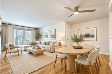 Lakewood apartment for rent - A living room with a round table and chairs.