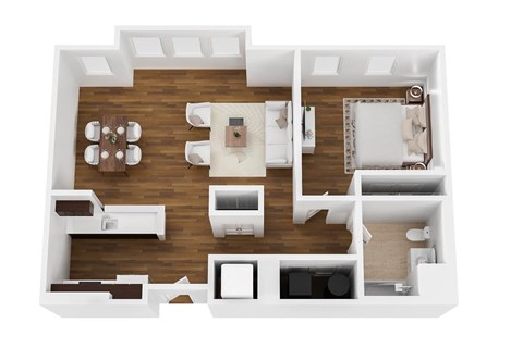 Floor plan for 1 bed, 1 bath, 780 sqft