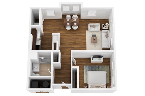 Floor plan for 1 bed, 1 bath, 810 sqft