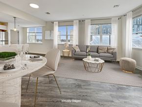 Bound Brook apartment for rent - A virtual staging of a modern living room with a dining area.