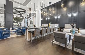 Scottsdale apartment for rent - A modern dining room with a long table and chairs.