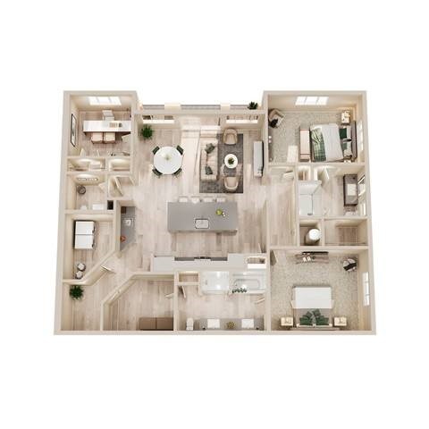Floor plan for 3 beds, 3 baths, 1563 sqft