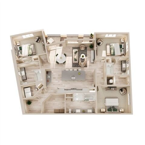 Floor plan for 3 beds, 3 baths, 1685 sqft