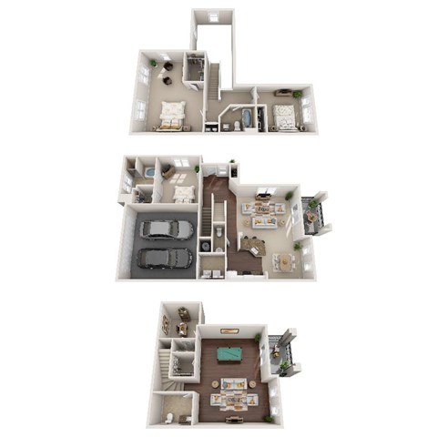 Floor plan for 3 beds, 4 baths, 3115 sqft
