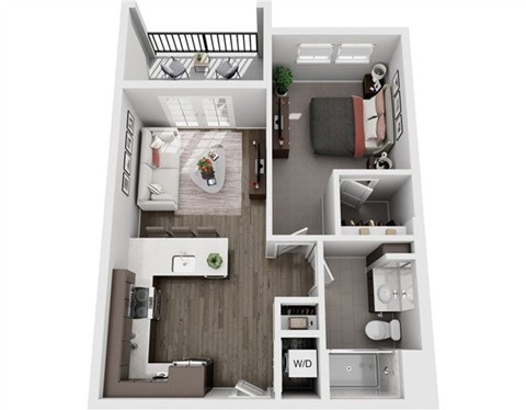 Floor plan for 1 bed, 1 bath, 655 sqft