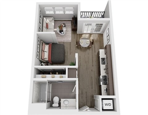 Floor plan for studio, 1 bath, 560 sqft