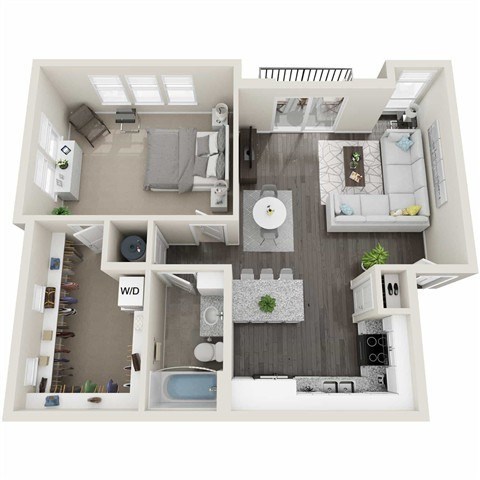 Floor plan for 1 bed, 1 bath, 850 sqft