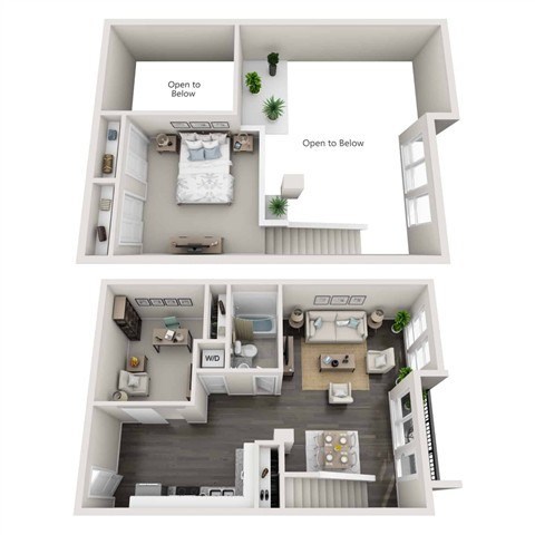 Floor plan for 1 bed, 1 bath, 995 sqft
