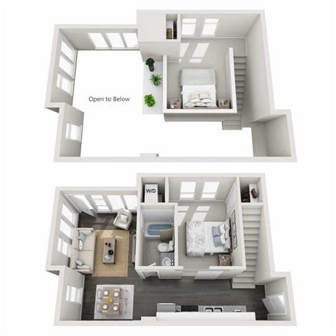 Floor plan for 2 beds, 1 bath, 896 sqft