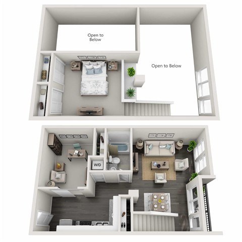 Floor plan for 1 bed, 1 bath, 1107 sqft
