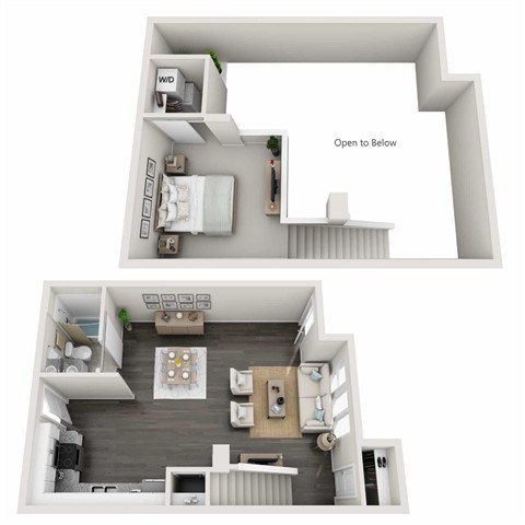 Floor plan for 1 bed, 1 bath, 871 sqft